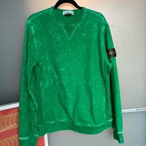 Stone Island COTTON FLEECE + OFF-DYE OVD TREATMENT GREEN sweatshirt